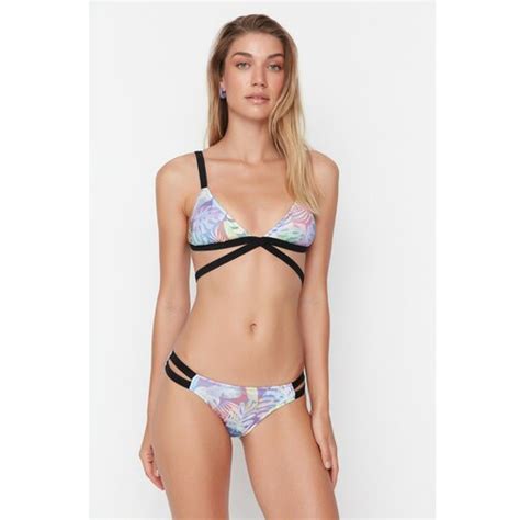 Trendyol Tropical Patterned Bib Detail Bikini Bottom Eponuda