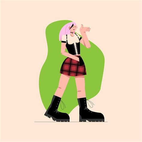 Premium Vector Vector Rock Girl With Pink Hair