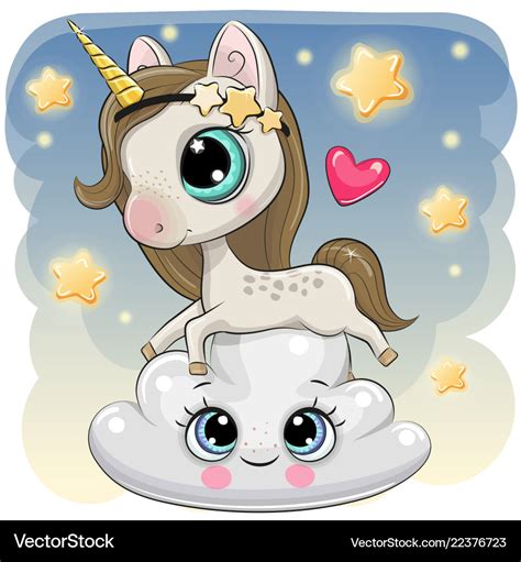 Cute Unicorn A On The Cloud Royalty Free Vector Image