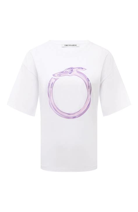 Женская белая хлопковая футболка TRUSSARDI купить в интернет-магазине ...