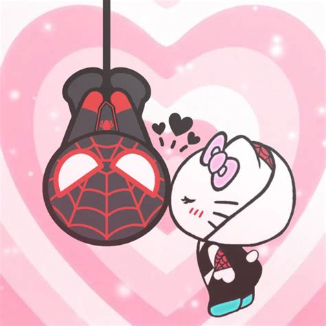 Spider Miles And Kitty Gwen ︎ In 2023 Hello Kitty Drawing Walpaper