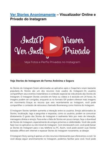 Ver Story Anonimamente Online - Ver Stories Anonimamente - Visualizador Online e Privado do Instagram