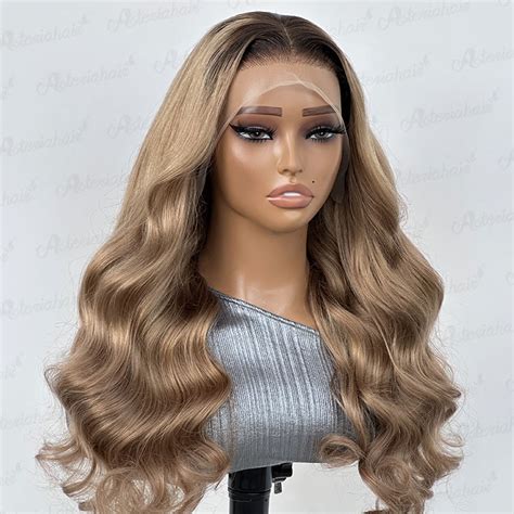 Ombre Body Wave Wig Ash Blonde Lace Front Wig With Dark Roots Good