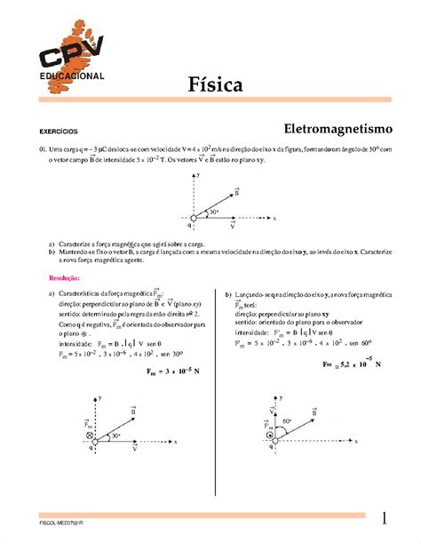 Exercícios De Eletromagnetismo - Exercícios Comentados de Eletromagnetismo: Resolução e Análises - Studocu