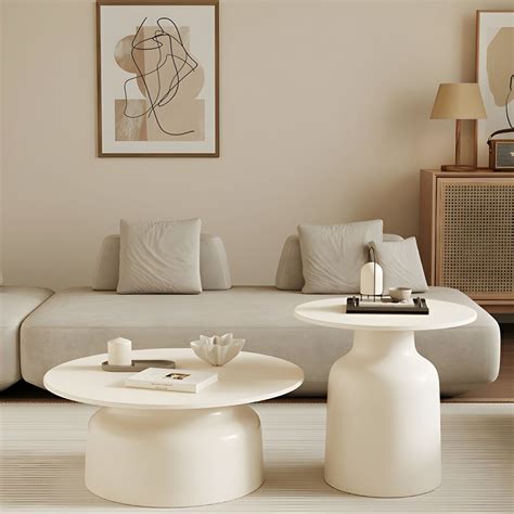 Modern Round Stone Coffee Table Set Set Of With Pedestal L X