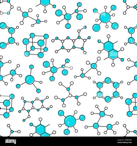 Science And Medical Molecule Icons Seamless Pattern Chemistry And