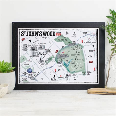 Illustrated Map of St John's Wood London Signed Print