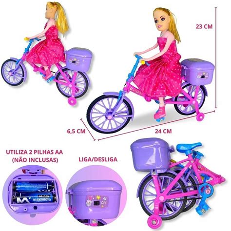 Boneca Bicicleta Ciclista Articulada Musical Anda E Luz