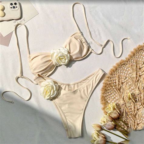 Njoeus Bikini Sets For Women Boho Floral Swimsuit Two Piece Sexy