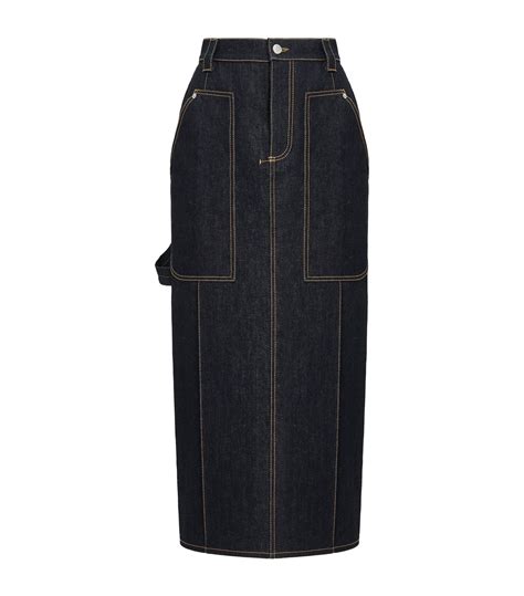 Alexander Mcqueen Denim Midi Skirt Harrods Us