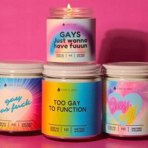 Too Gay To Function Candle Lgbtq Funny Candle Rainbow Gay Pride Scented Soy Candle Hand