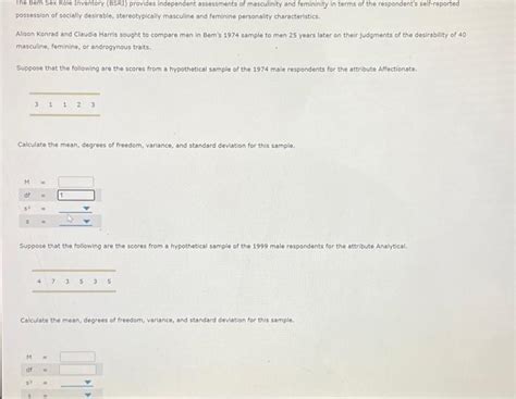 Solved The Bem Sex Role Inventory Bsri Provides Chegg