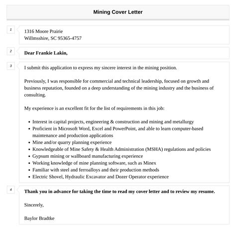 Mining Cover Letter Velvet Jobs