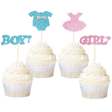 Buy Ercadio24 Pack Boy Or Girl Cupcake Toppers Glitter Onesie Jumpsuit