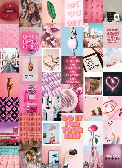 Neon Pink Wall Collage Kit Digital Etsy