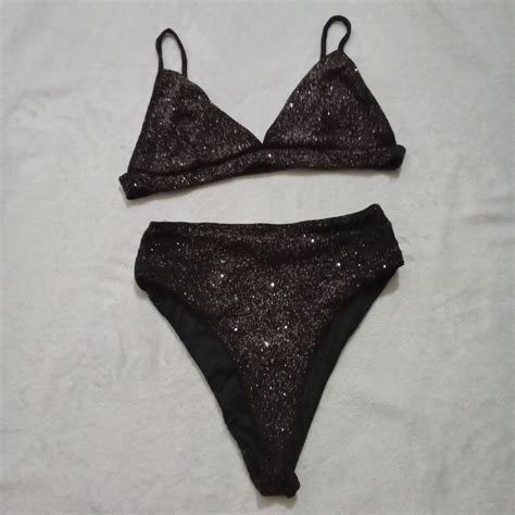 Windsor Black Glitter Cheeky Bikini Size Small Gem