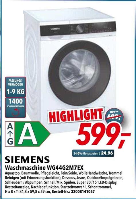 Siemens Waschmaschine Wg G M Ex Angebot Bei Expert