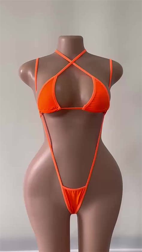 Sexy Backless Micro Bikini Set Swimsuit Female Swimwear Women Halter Thong Swim Suit Bathing