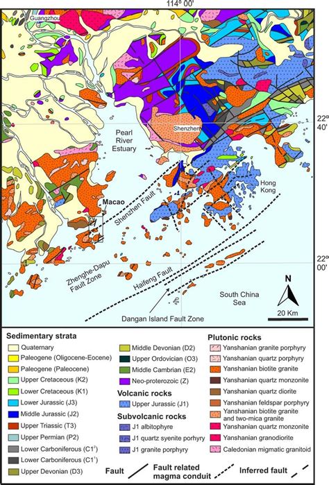 Geological map of the Pearl River Delta region (adapted from Guangdong,... | Download Scientific ...