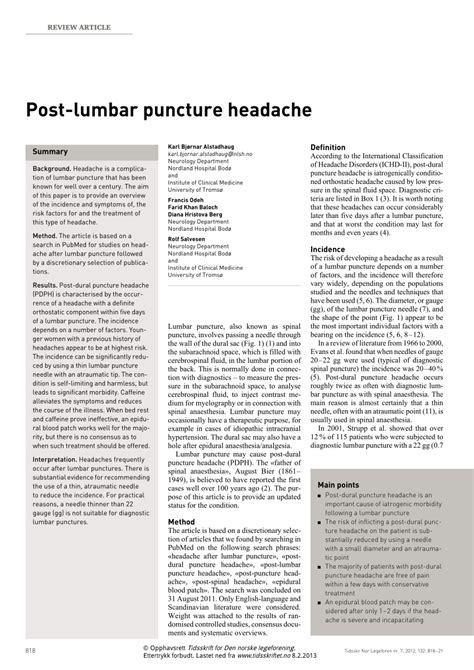 Postdural Puncture Headache In Children Etiology And 47 Off