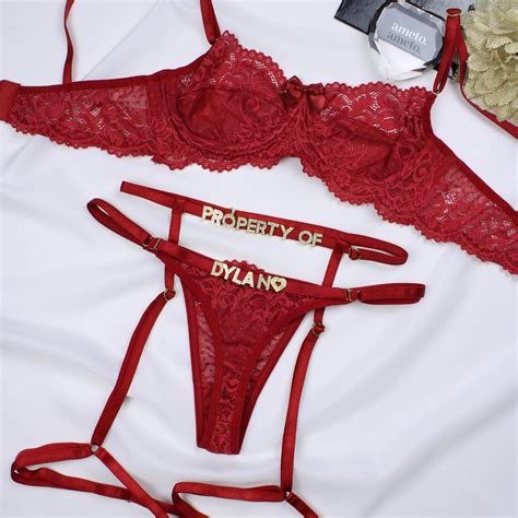 Custom Lingerie Bra And Panty Set Custom Name Thong Personalized Thong Personalized Lingerie Etsy