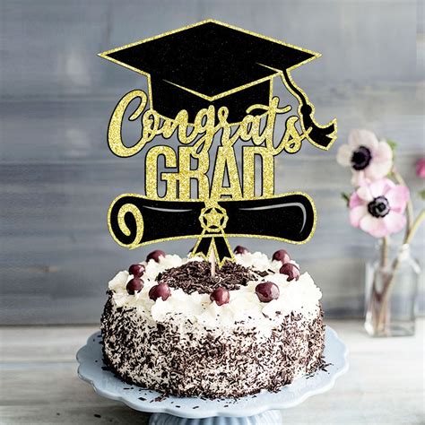 Buy Glitter Congrats Grad Cake Topper 2024 Graduation Cake Topper