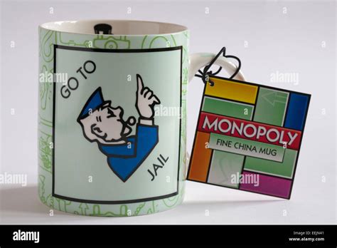 Monopoly Fine China Mug With Label Tag Go To Jail Isolated On White