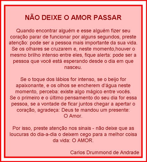 Todos Leitores Não deixe o amor passar Carlos Drummond