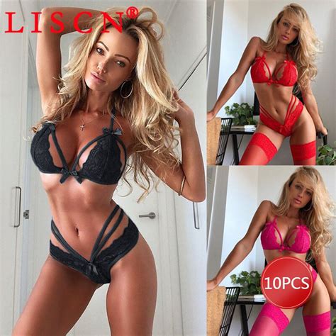 Wholesale Items In Bulk Set Bow Lace Lace Sexy Lingerie Set Bra Set Red Black Rose Red K Bra