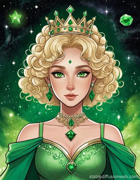 Blonde Princess In Green Galaxy With Cat Ears Stable Diffusion Online