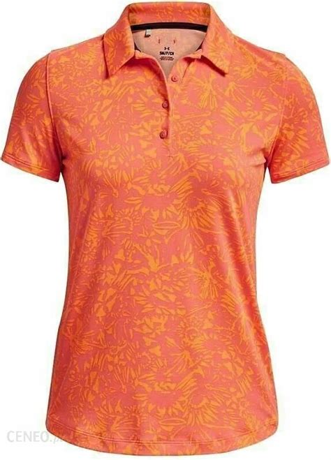 Under Armour Womens Ua Zinger Printed Polo Pink Shock Orange Blast