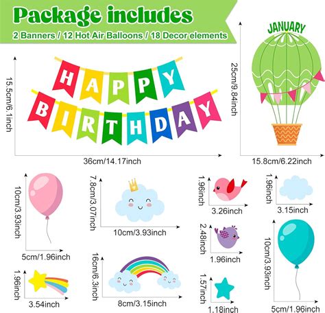 Buy 31 Pieces Happy Birthday Bulletin Board Set Classroom Birthday Wall Decorations Hot Air