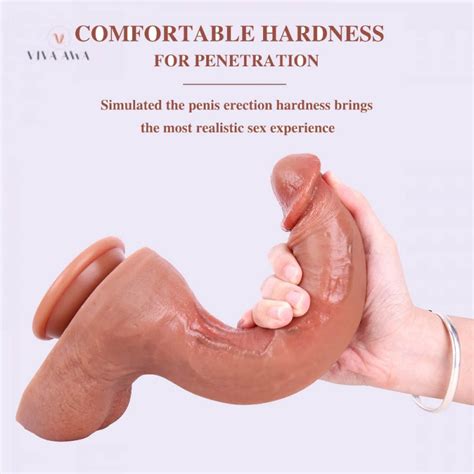 Large Ultra Realistic With Raised Veins Inch Curved Dual Density Silicone Suction Cup Dildo