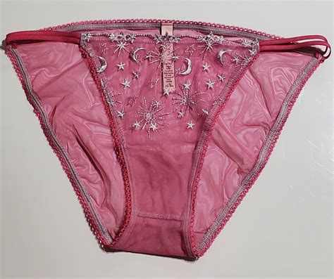 Victorias Secret String Bikini Panty Sheer Moon Stars Gem