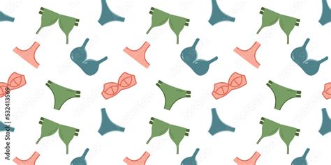 Seamless Pattern Lingerie Set Bra And Panties Or Two Piece Swimsuit Vector Illustration