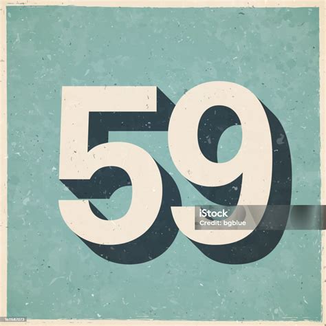 number fiftynine icon  retro vintage style  textured paper
