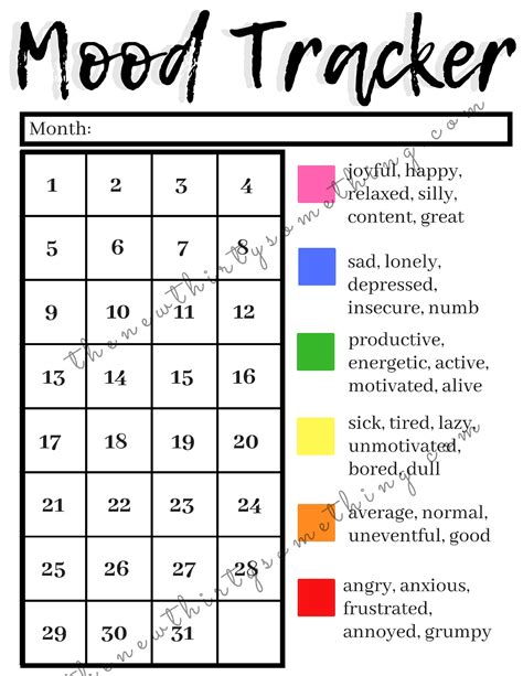 Mental Health Mood Tracker Printable