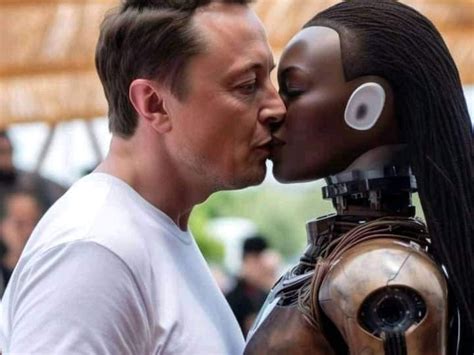 Bizarre Photo Of Elon Musk Kissing Robot Baffles Internet Herald Sun