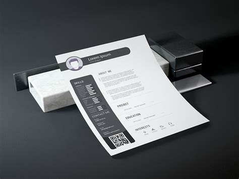 Free Minimalistic Resume Template with Infographic Style Design