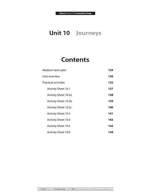 History Foundation Stage Unit 10 Journeys Itrack Education