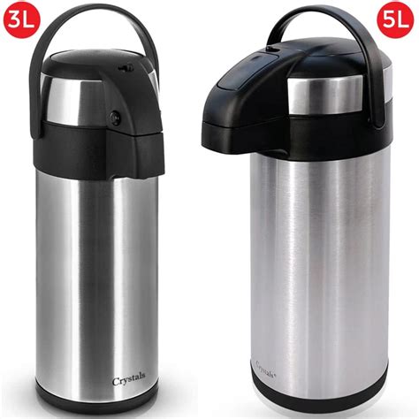3L 5L LIT STAINLESS Steel Airpot Hot Tea Coffee Drinks Vacuum Flask Jug Pump New 16 85