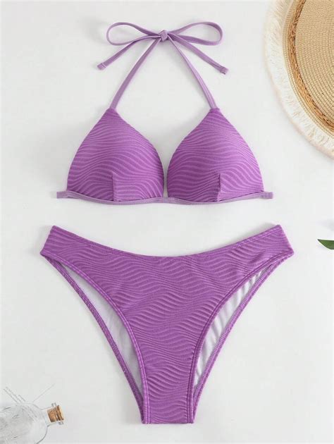 Bañador bikini halter unicolor Mode de Mujer SHEIN España