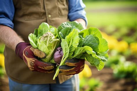 Premium Photo Farmers Hand Holding Harvested Produce