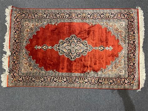 Premium Indian Handmade Silk On Cotton Carpet Kashmiri Etsy