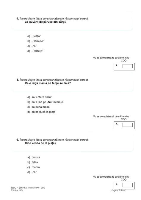 Evaluare Na Ional Clasa A Ii A Subiectele La Proba De Rom N