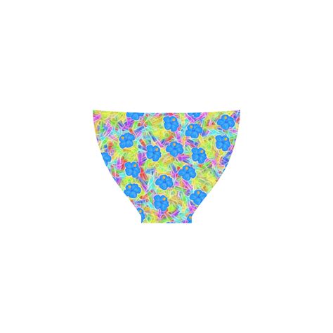 Pretty Blue Hawaiian Flowers Pattern Custom Bikini Swimsuit Id D