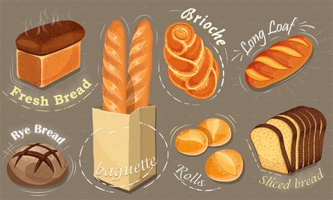 vector bread icons set vectors graphicriver