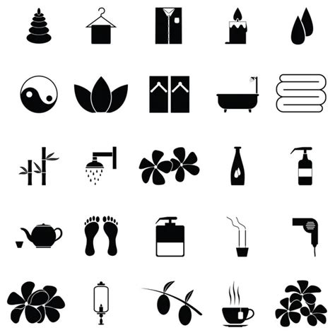 Spa Icons Set Elegant Series Stock Vector Tantoon