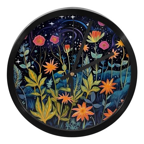 Starry Plants Inch Round Digital Wall Clock Silent Non Ticking