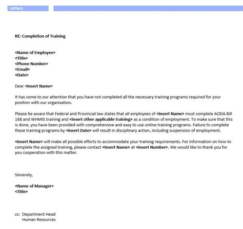 Completion Of Required Training Letter